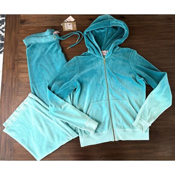 Vintage JUICY COUTURE Y2K Blue Velour Tracksuit Set Plush 2000’s Ritz FIZZ NWT